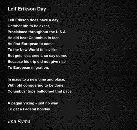 Leif Erikson Day - Leif Erikson Day Poem by Ima Ryma