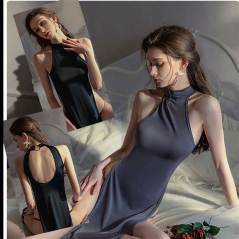 Jual Lingerie Sexy Cosplay Celah Tinggi Berongga Tanpa Lengan Dress A Hitam All Size