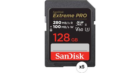 SanDisk 128GB Extreme PRO UHS-II SDXC Memory Card (5-Pack) B&H