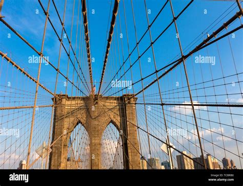 The Brooklyn Bridge Is A Hybrid Cable Stayedsuspension Bridge In New