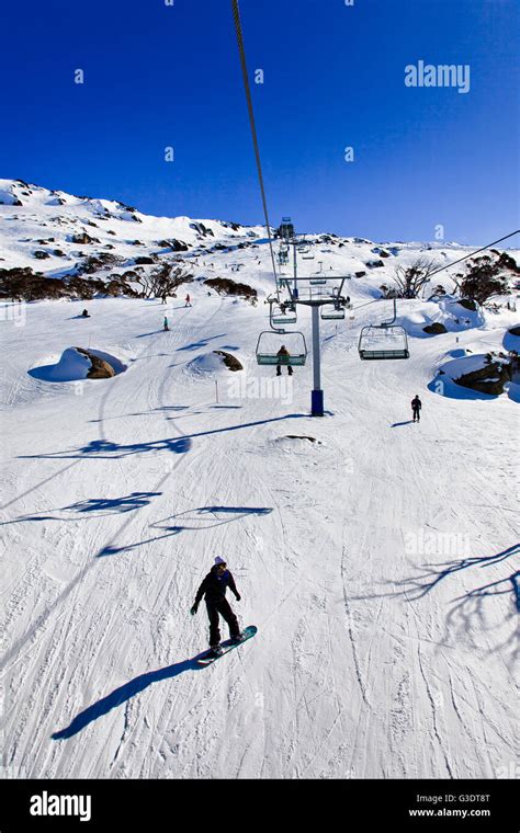 Ski Chair Lift And Cable Infrastructure In Perisher Valley Of