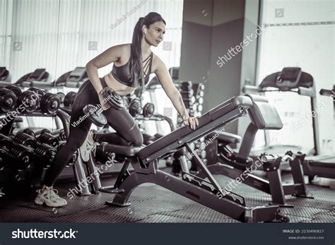 Sexy Fitness Brunette Woman Doing Dumbbell Stock Photo 2230490827 Shutterstock