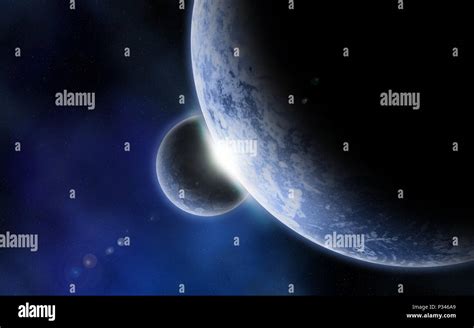 3d Space Background With Fictional Planets And Nebula Stock Photo Alamy