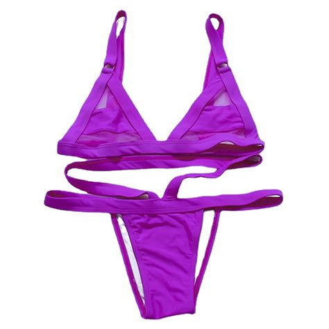 FIALOVÉ Sexy MINI MICRO BIKINI dvoudílné plavky vel L za 287 00CZK
