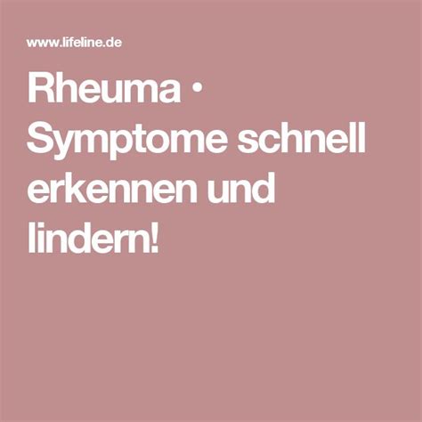 Rheuma Symptome Diagnose Therapie