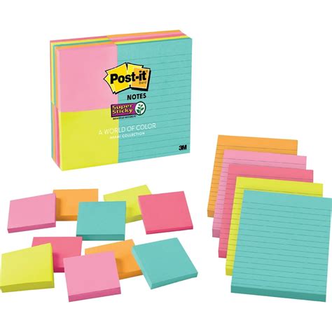 Post It Super Sticky Notes Miami Color Collection Assorted 15 Pack Quantity Walmart