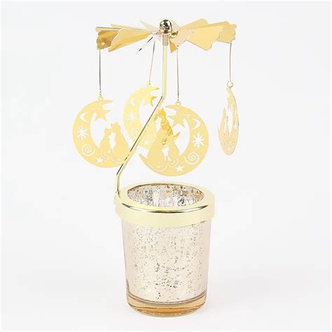 Amazon Mecela Spinning Candle Holder With Cup Golden Rotating