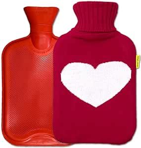 Amazon Hot Water Bottle Large Classic Non Toxic Natural Rubber Bag With Heart Red Knit
