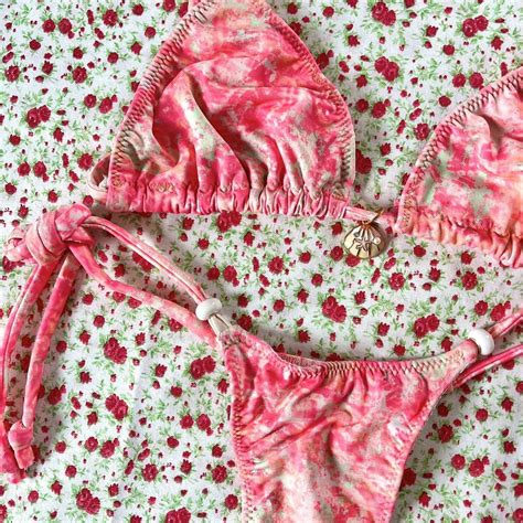 Pink Micro Bikini Set Triangle Top Thong High Depop