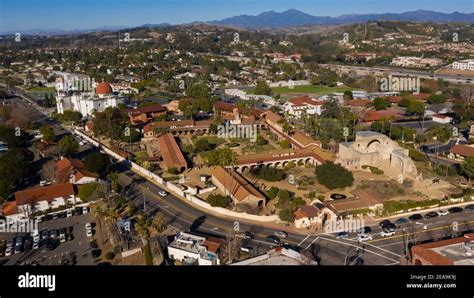 Daytime Aerial View Of The Spanish Colonial Era Mission And Surrounding