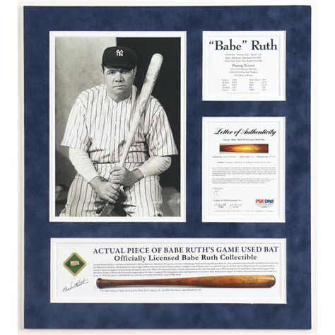 Babe Ruth Yankees Custom Matted Game Used Baseball Bat Piece PSA Pristine Auction