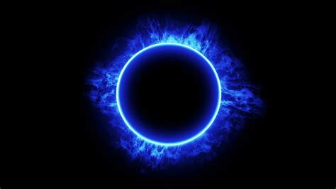 Circle Fire With Blue Flame On Black Backgrounds Motion Backgrounds