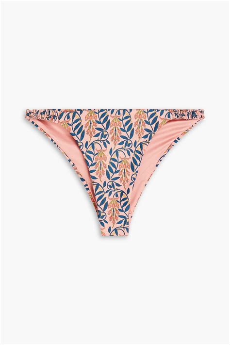 Agua By Agua Bendita Floral Print Low Rise Bikini Briefs In Peach Modesens