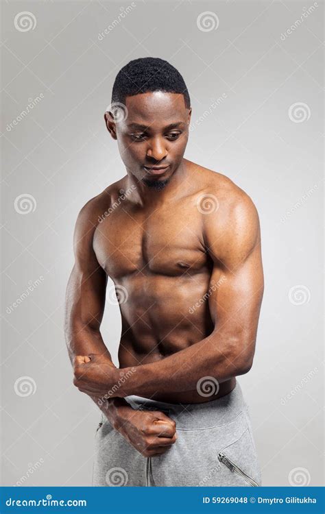 Athletic African American Man Shirtless Stock Photo Image Of