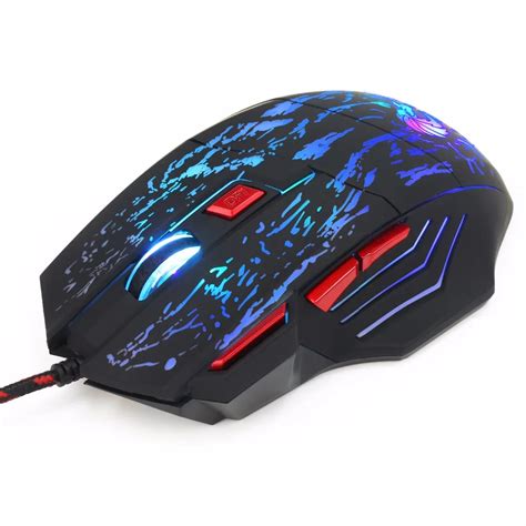 HXSJ H300 USB Wired Gaming Mouse 5500DPI 7 Buttons 7 Colors LED Optical ...