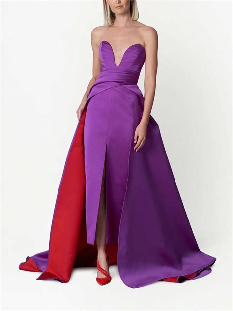 Carolina Herrera Bustier Two Tone Evening Dress Farfetch Red Formal