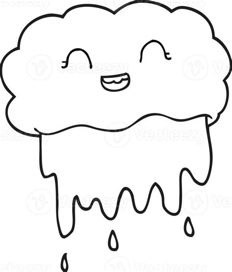 Negro Y Blanco Dibujos Animados Lluvia Nube 36449750 Png