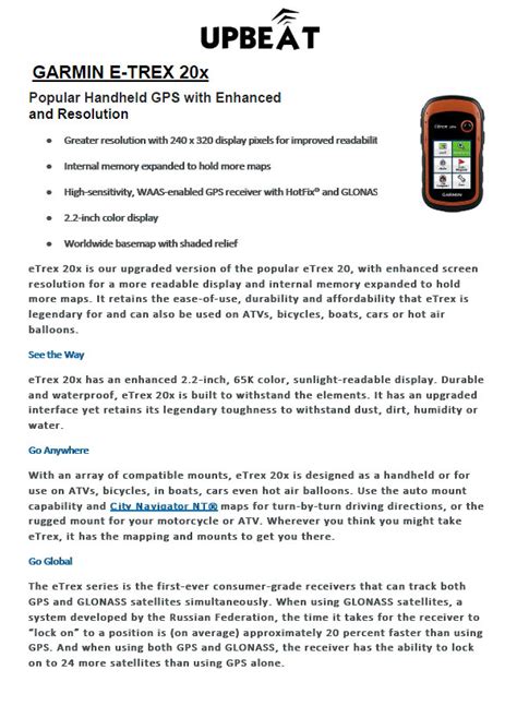 ETrex 20x Global Positioning System GPS Concordia Public Co Ltd