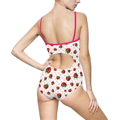 Coquette Strawberry One-piece Swimsuit,.open Back, Coquette Clothing