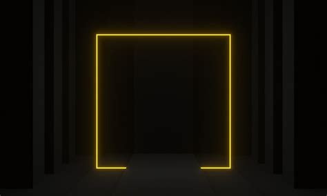 Premium Photo D Rendering Sci Fi Stage With Yellow Neon Frame