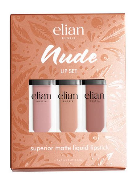 ELIAN RUSSIA Набор для губ Nude Lip Set Губная помада матовая 5 мл 201 202 203 купить на