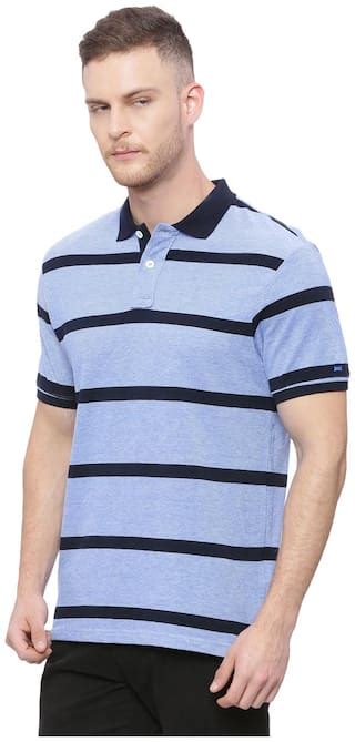 Buy Basics Casual Striped Blue 100 Cotton Muscle Tshirt Online At Low