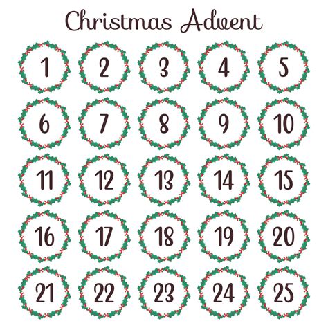 Free Printable Printable Advent Calendar Numbers - Printable New Year