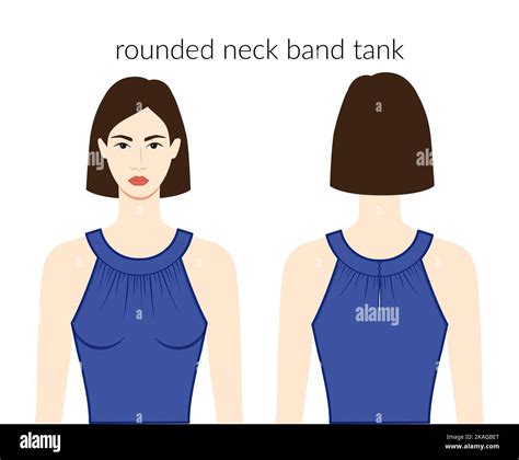 Rounded Neckline Band Tank Clothes Character Beautiful Lady In Blue Top