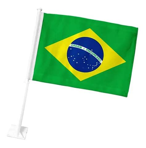 Bandeirinha Bandeira Do Brasil Para Vidro De Carro C Haste