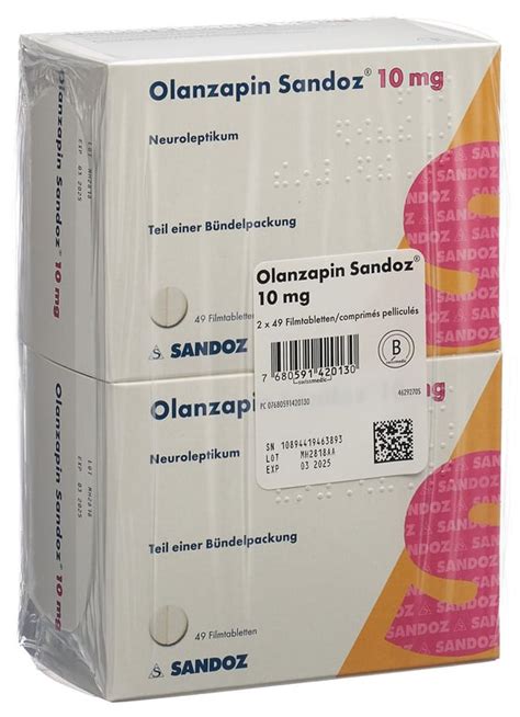 OLANZAPINE Sandoz Cpr Pell 10 Mg Blist 49 Pce Commander En Ligne