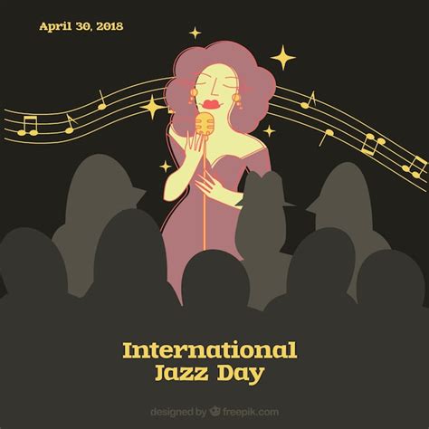 Fundo De Estilo Dos Desenhos Animados Para O Dia Internacional Do Jazz