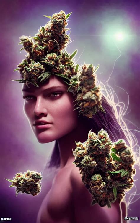 Portrait Of Beautiful Cannabis Goddess Enigmatic Stable Diffusion