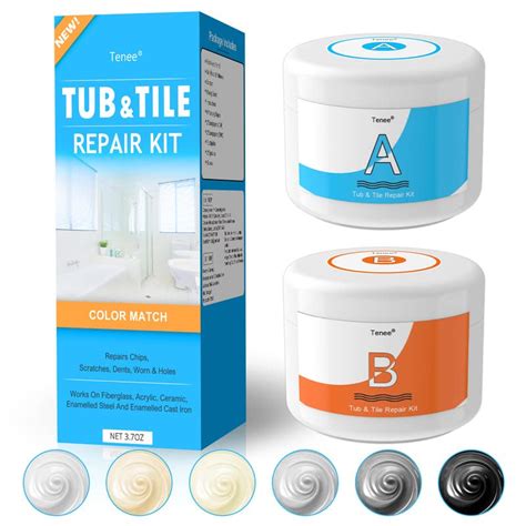 Tub Repair Kit & Porcelain Repair Kit (Color Match) - 3.7 OZ Fiberglass ...