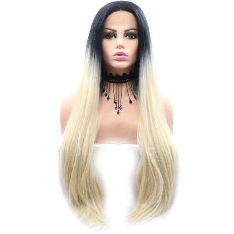 OMBRE BLONDE NATURAL STRAIGHT SYNTHETIC LACE FRONT WIGS Kryssma