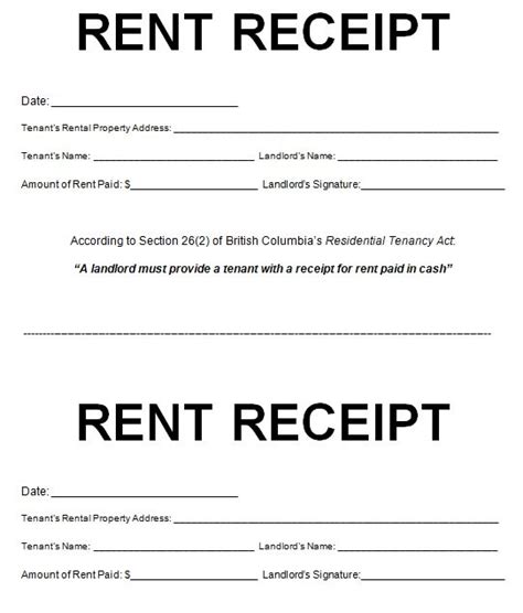 Free Printable Rental Receipt Templates Excel Word Pdf Excel Tmp