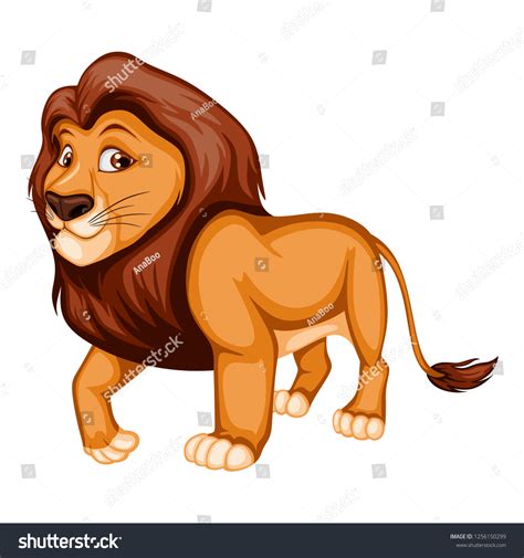 Vector Illustration Strong Lion Beautiful Cartoon Stock Vector Royalty