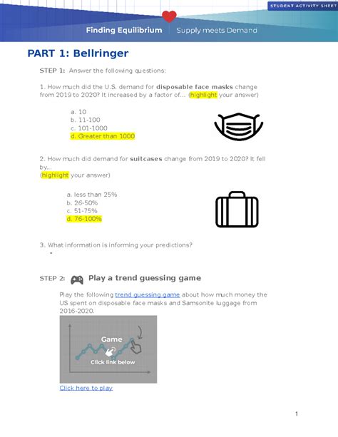 Demand Curve Shifts Student Activity Sheet-1 - PART 1: Bellringer STEP 1: Answer the following