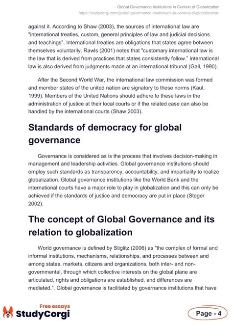 Global Governance Institutions In Context Of Globalization Free Essay