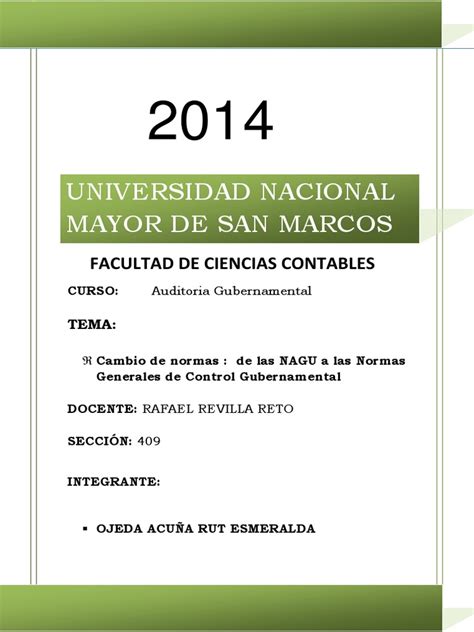 PDF Normas Generales De Control Gubernamental Rut Esmeralda Ojeda