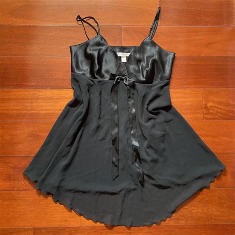 Victorias Secret Black Mesh Lingerie Slip Dress Depop