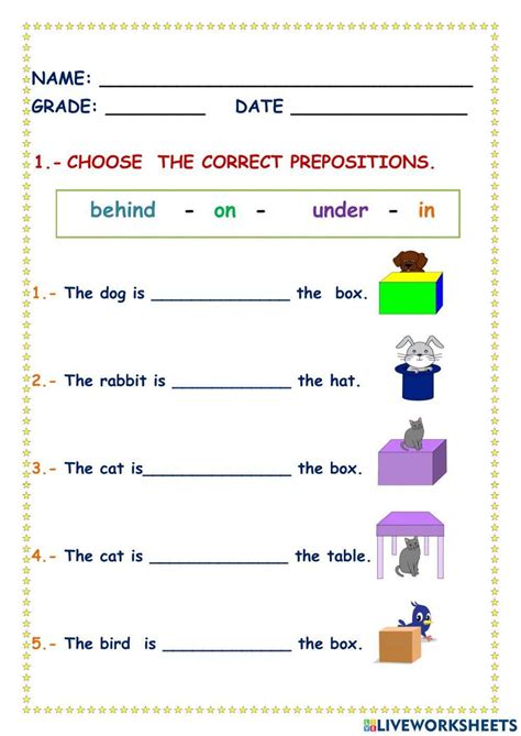 Preposition Online Exercise For Grade 2 Live Worksheets Worksheets