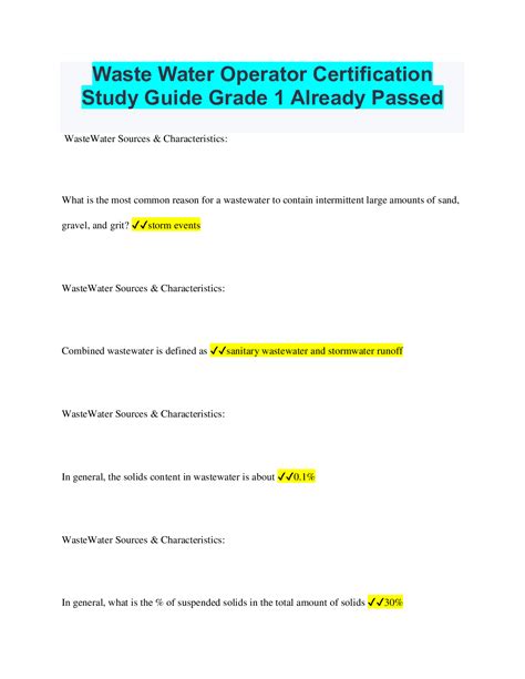 Wastewater Treatment Operator Certification Bundled Exams With