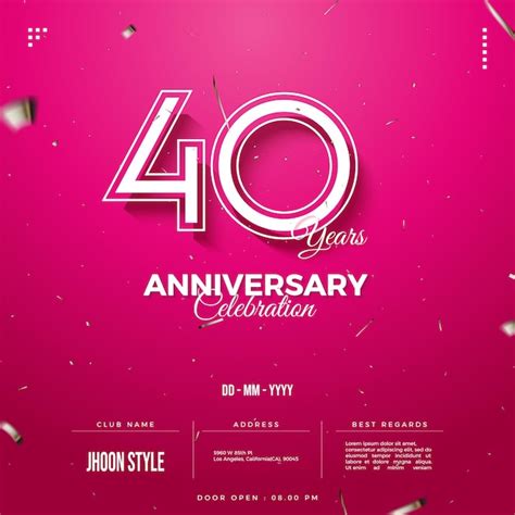 Premium Vector 40th Anniversary Invitation With Number Line Art