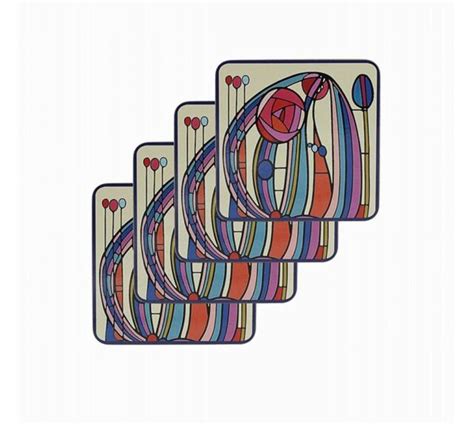 Mackintosh Gift Set Of Modern Cork Backed Coasters Charles Rene Art