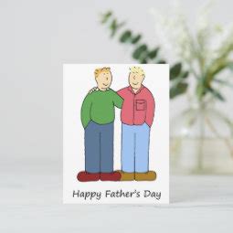 Gay Father S Day Two Dads Male Cartoon Couple Postcard Zazzle