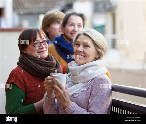 Two Mature Housewives Drinking Tea Hi Res Stock Photography And Images Alamy