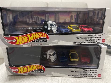 Hot Wheels Premium Fleet Street Nissan Sentra Honda Civic Eg Toyota Celica Hobbies Toys
