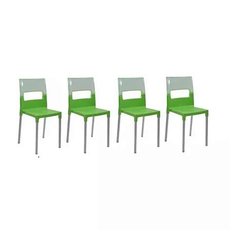 Supreme Diva Plastic Armless Cafeteria Chair M Green Silver Black Set