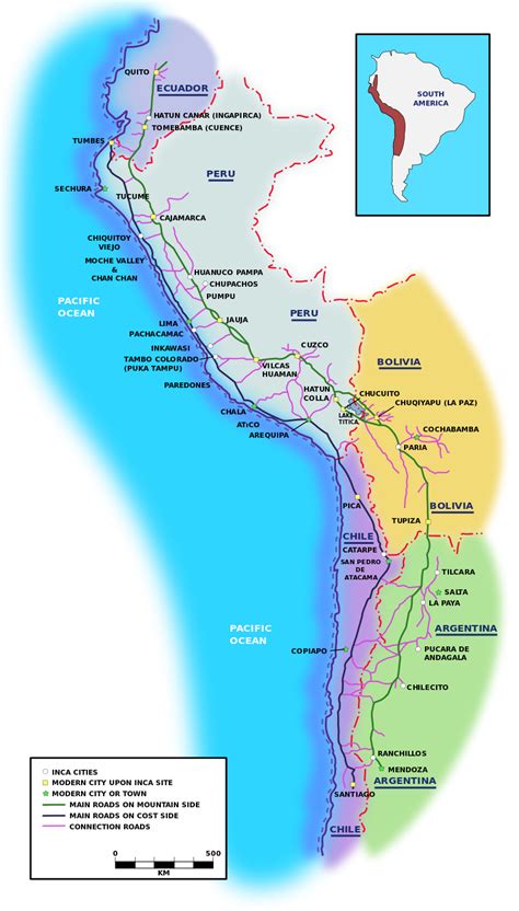 Map Of The Inca Empire 1525 Ce Over The Current Political Map Of The