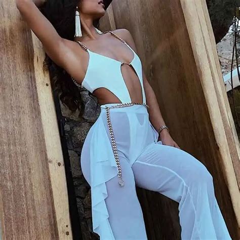 Free Shipping Women High Cut Bodysuits One Piece Swimsuit Female Deep V Neck Ring Bikini Set